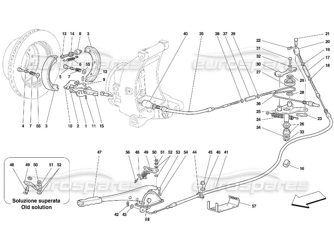 ferrari 456 gt/gta control del freno de mano: válido para 456 diagrama de piezas gt