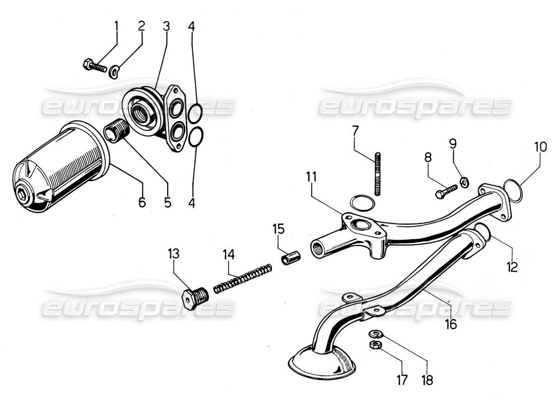 lamborghini urraco p300 diagrama de piezas del filtro de aceite