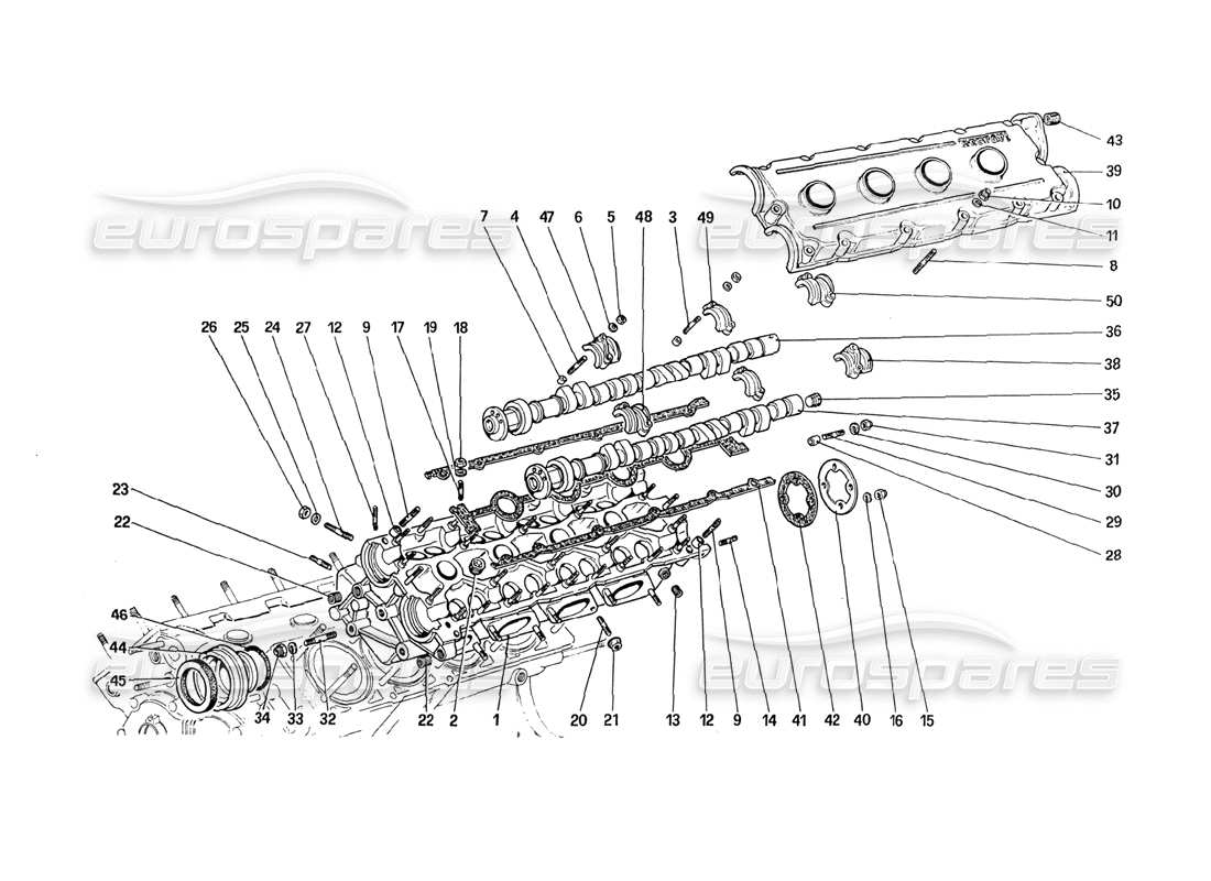 ferrari 288 gto diagrama de piezas de la culata (izquierda)