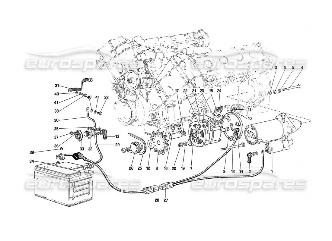 ferrari 288 gto sistema de generación eléctrica diagrama de piezas