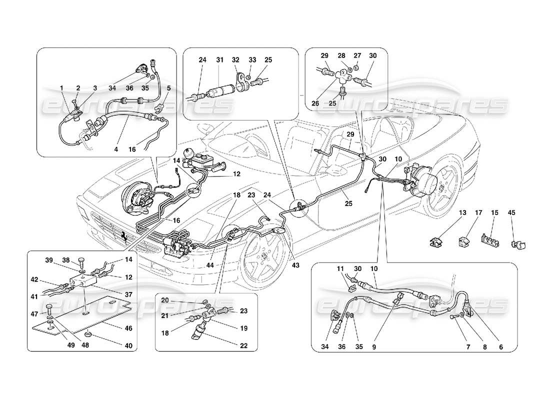 ferrari 456 gt/gta sistema de frenos -válido para gd diagrama de piezas