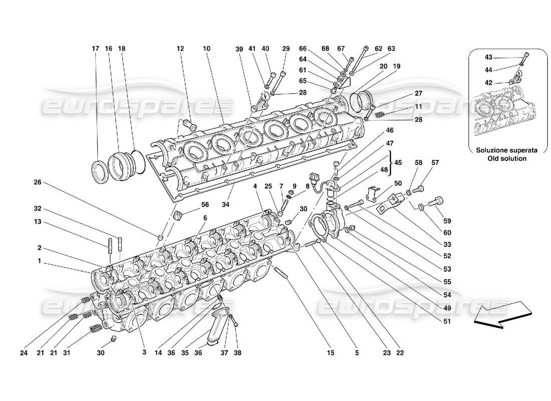 ferrari 456 gt/gta diagrama de piezas de la culata del cilindro izquierdo