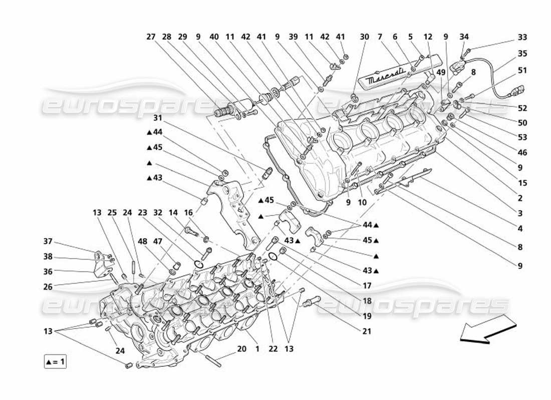 maserati 4200 gransport (2005) diagrama de piezas de la culata del cilindro izquierdo