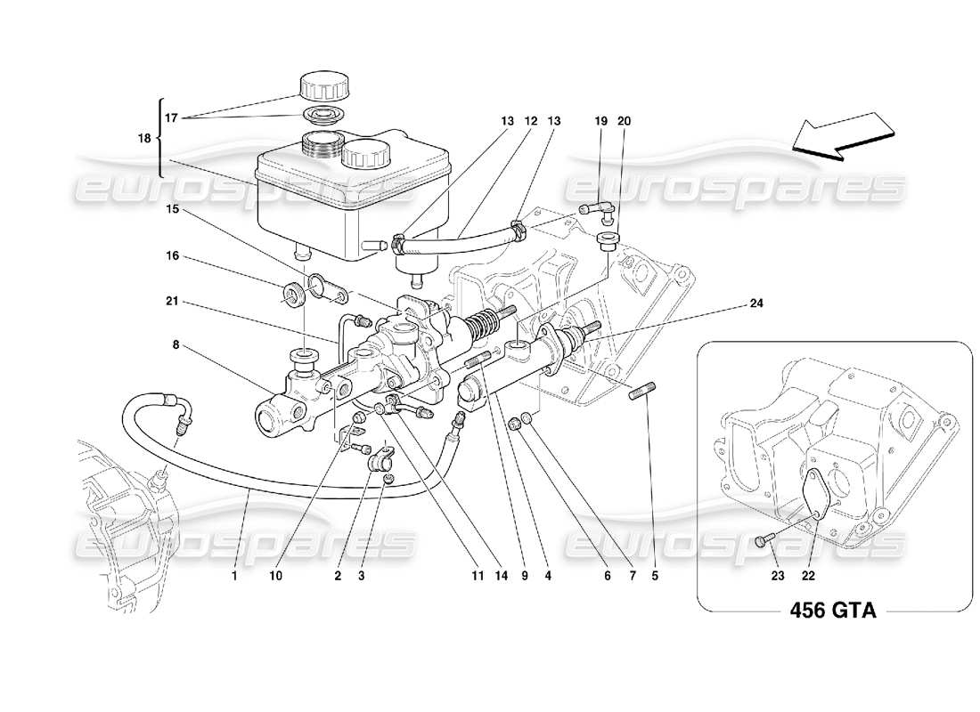 ferrari 456 gt/gta sistema hidráulico de freno y embrague - no para diagrama de piezas gd
