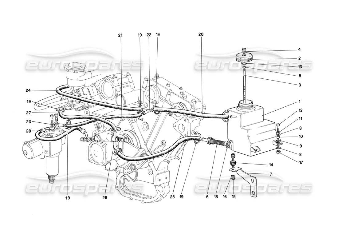 ferrari 412 (mechanical) tanque de aceite de dirección asistida - dispositivos autonivelantes neumáticos de aceite diagrama de piezas rhd