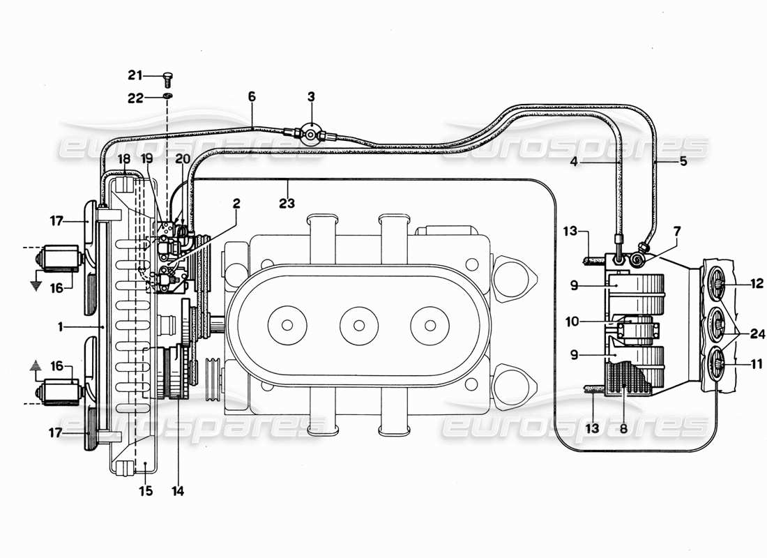 ferrari 365 gt 2+2 (mechanical) diagrama de piezas del esquema de diseño del aire acondicionado
