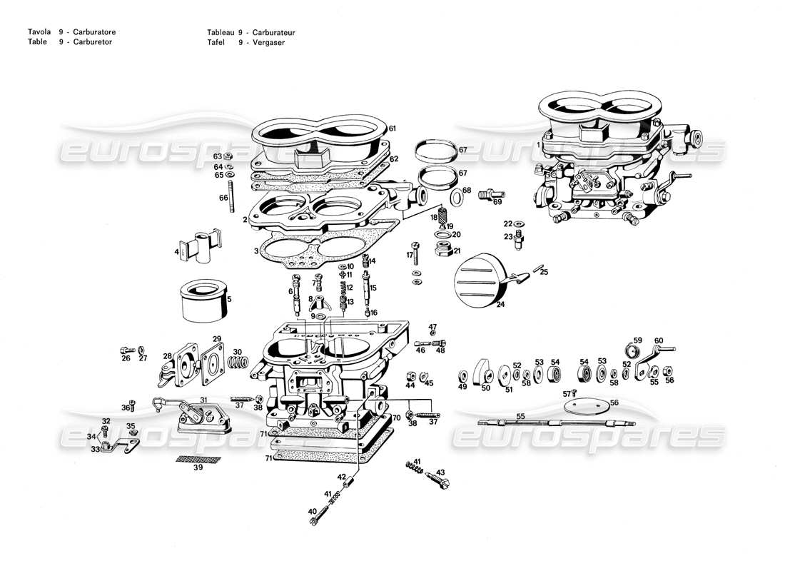 maserati merak 3.0 diagrama de piezas del carburador