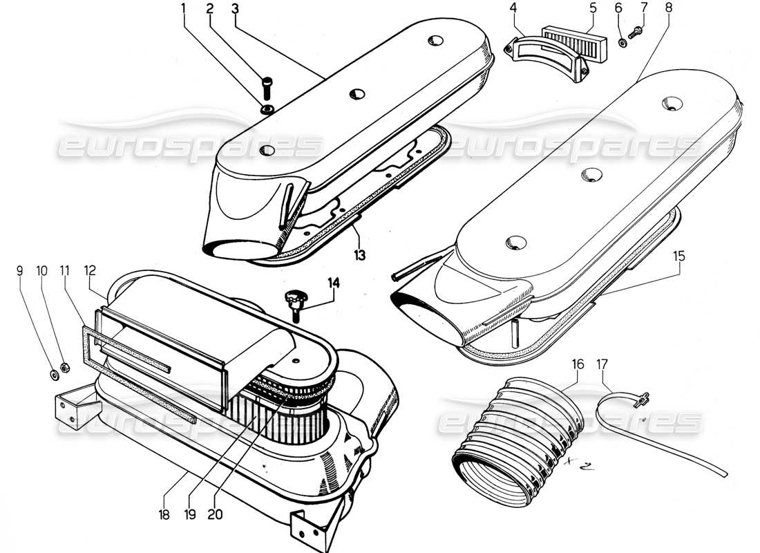 lamborghini urraco p300 diagrama de piezas del sistema de combustible