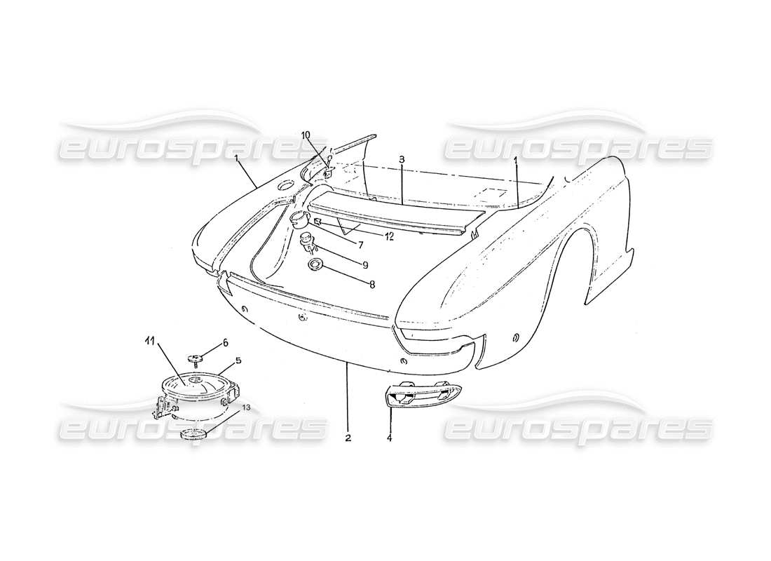 ferrari 330 gtc / 365 gtc (coachwork) diagrama de piezas de los paneles traseros