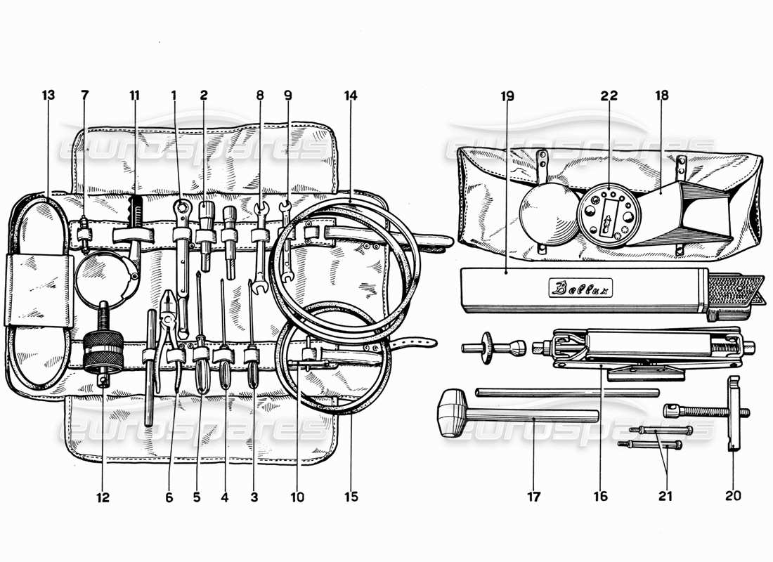 ferrari 365 gt 2+2 (mechanical) kit de herramientas diagrama de piezas