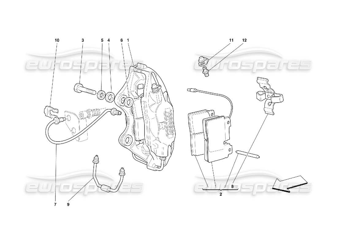 ferrari 456 gt/gta pinza para freno delantero diagrama de piezas
