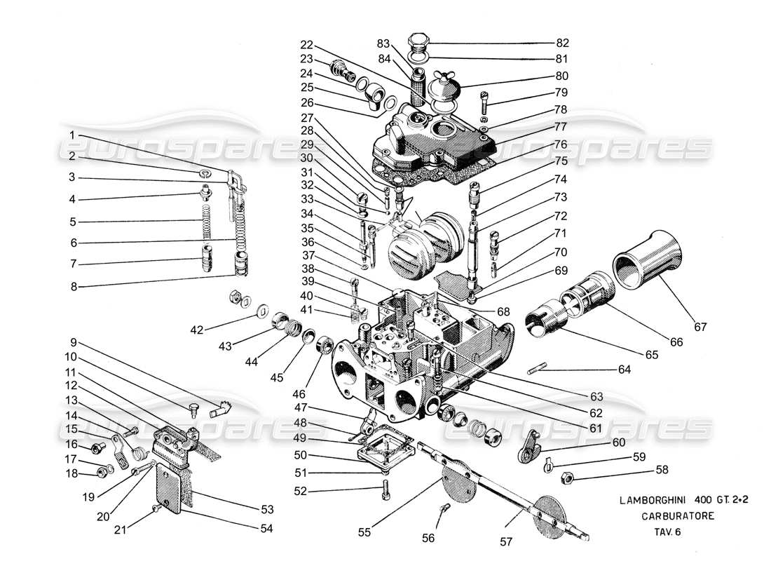 lamborghini 400 gt diagrama de piezas del carburador 40dcoe doble estrangulador