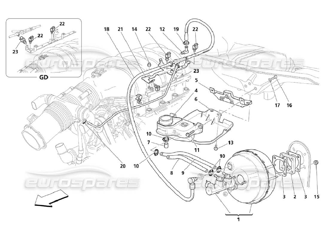 maserati qtp. (2006) 4.2 diagrama de piezas del sistema de refuerzo de frenos