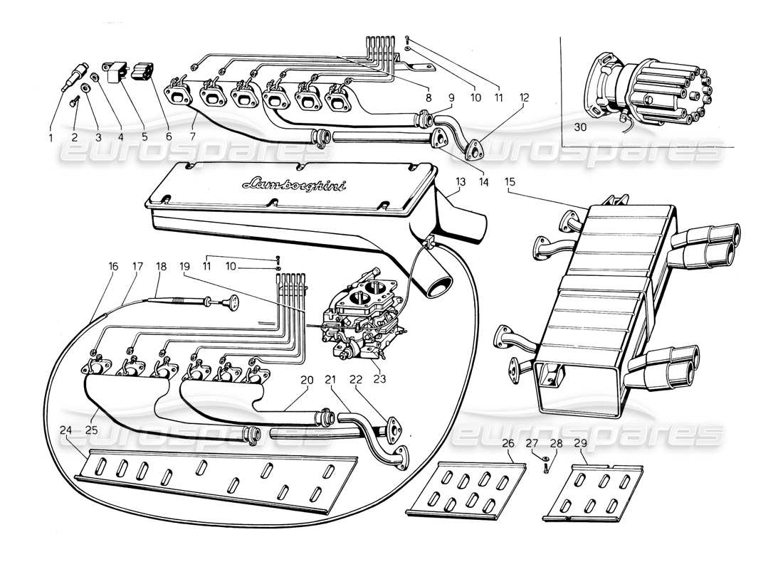 lamborghini countach 5000 qvi (1989) accesorios especiales (válido para suiza - enero 1984) diagrama de piezas