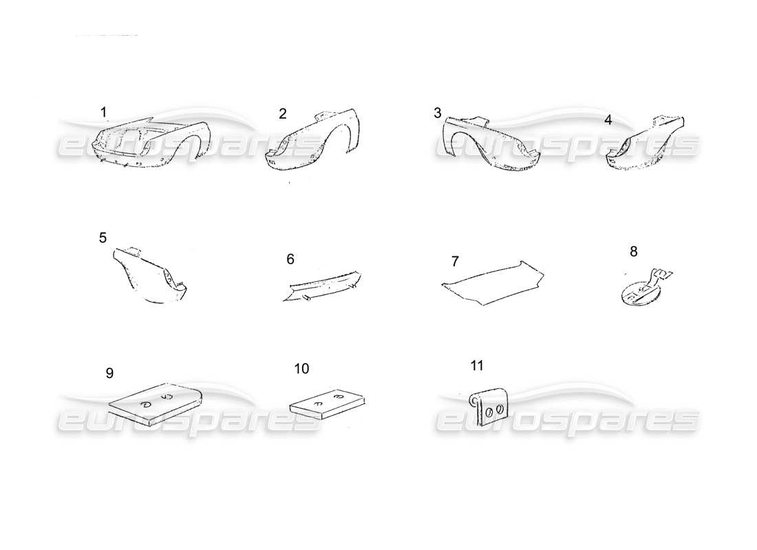 ferrari 250 gt (coachwork) diagrama de la parte trasera del cuerpo