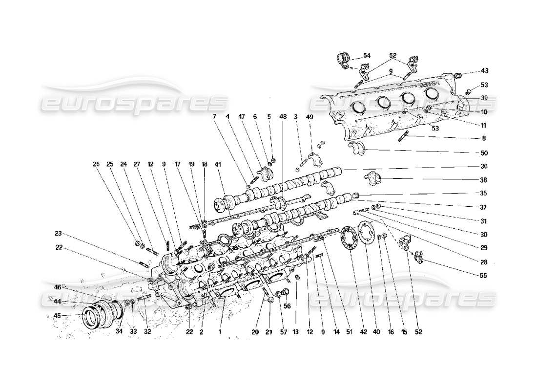 ferrari f40 diagrama de piezas de la culata izquierda