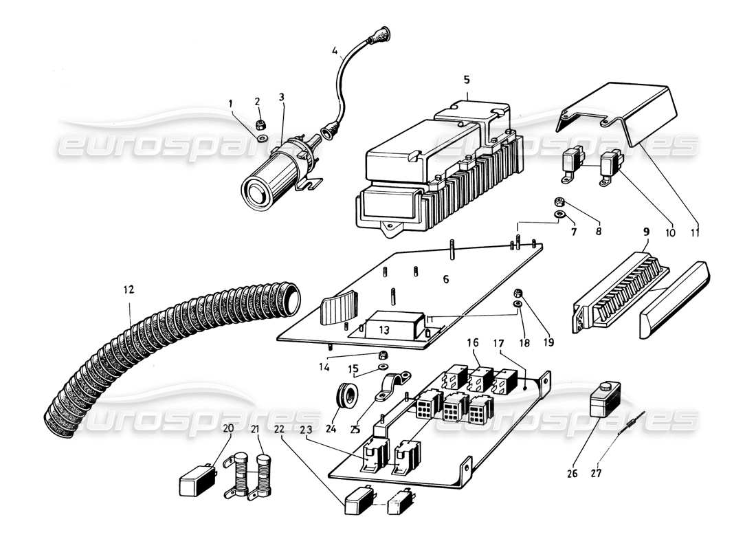 lamborghini countach 5000 qvi (1989) diagrama de piezas del sistema eléctrico