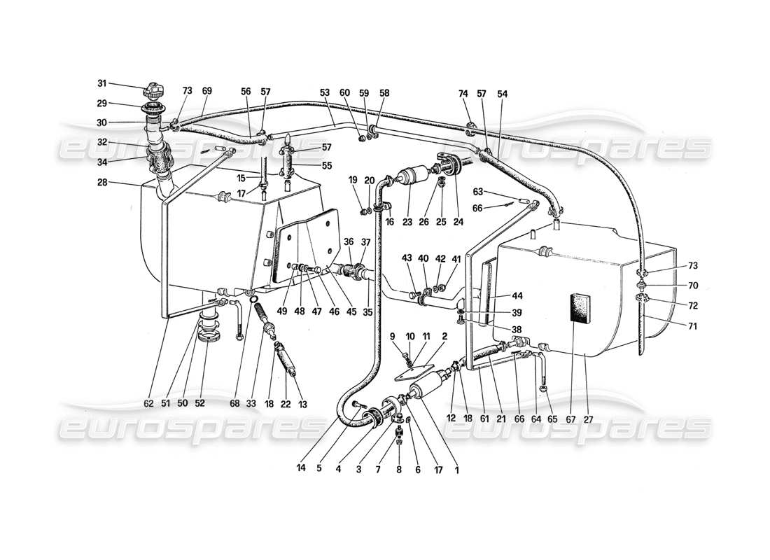 ferrari 288 gto bomba de combustible y tuberías diagrama de piezas