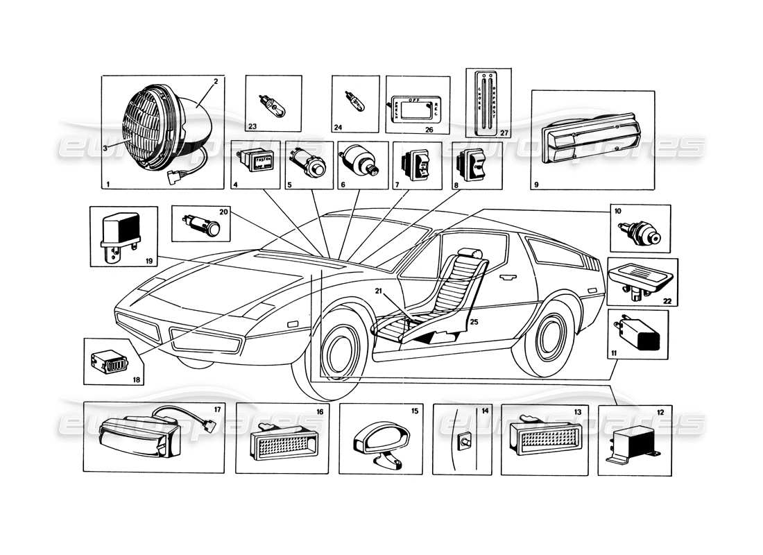 maserati bora (usa variants) diagrama de piezas de luces y artículos diversos