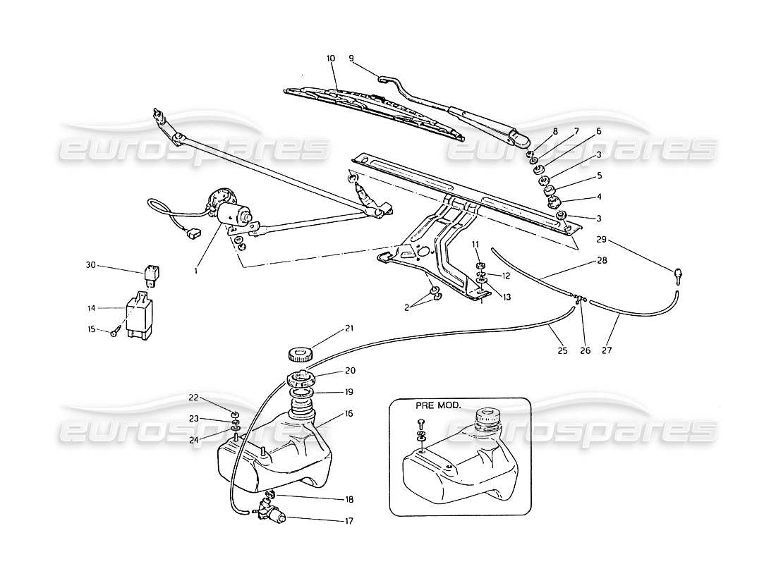 maserati biturbo 2.5 (1984) windshield wiper - washer part diagram