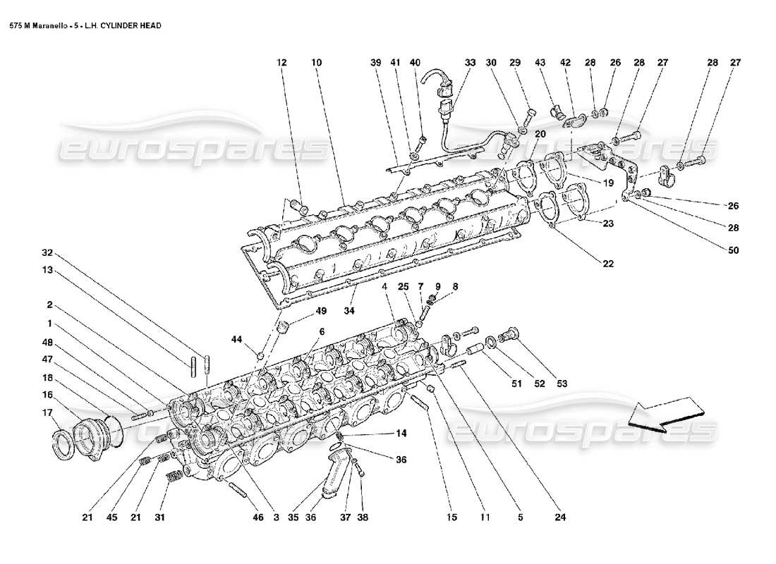 ferrari 575m maranello diagrama de piezas de la culata del cilindro izquierdo