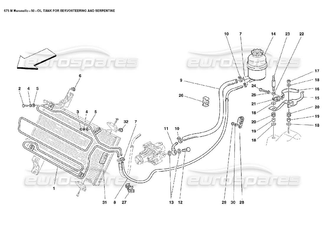 ferrari 575m maranello diagrama de piezas del tanque de aceite para servodirección y serpentina