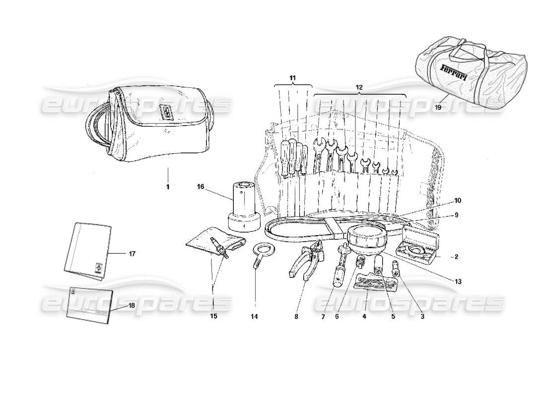 ferrari f40 diagrama de piezas del equipo