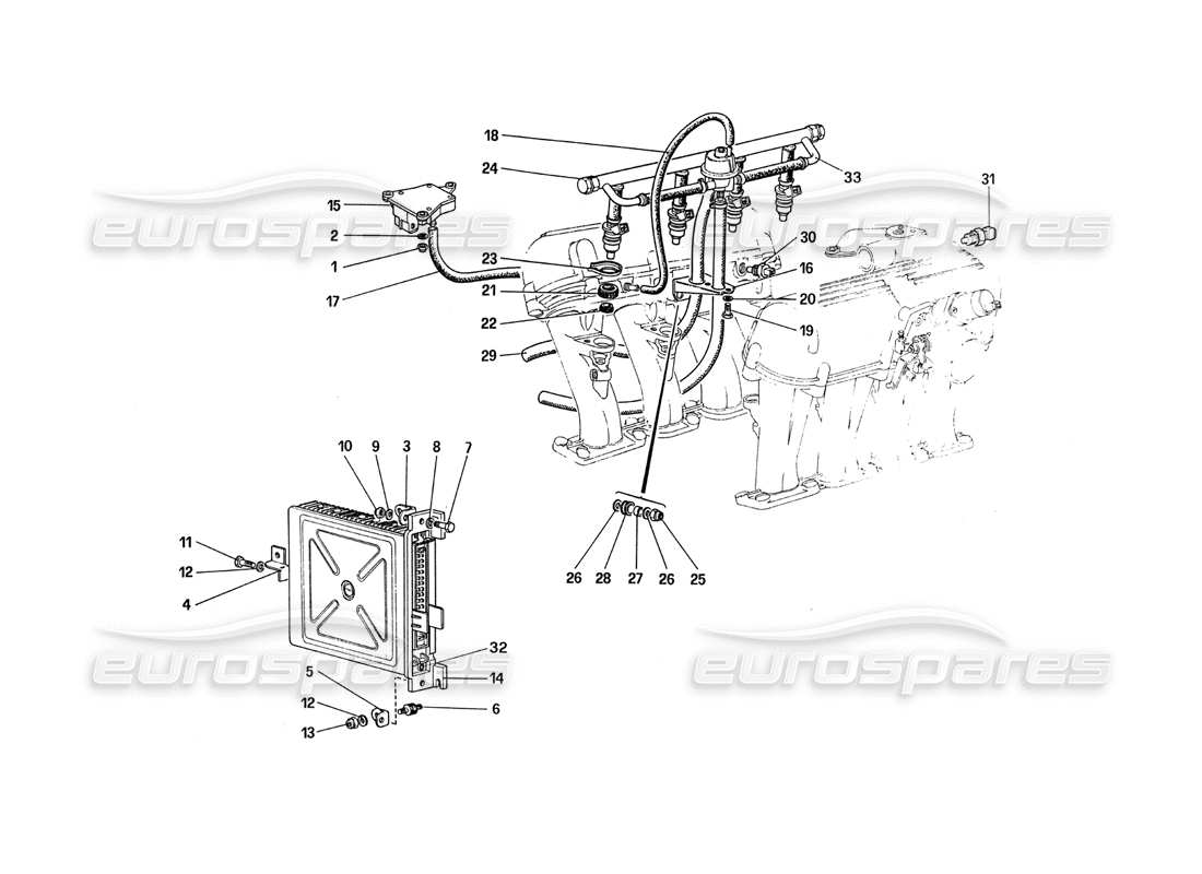 ferrari 288 gto diagrama de piezas del sistema de inyección de combustible