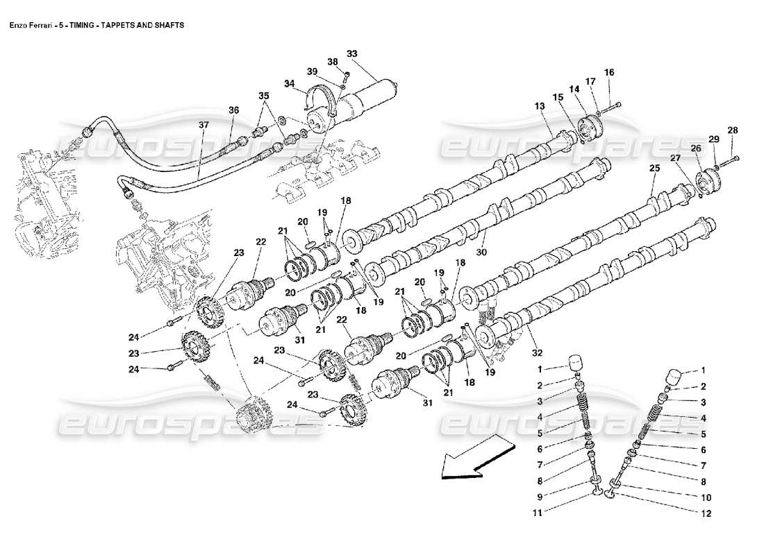 ferrari enzo taqués y ejes de sincronización diagrama de piezas