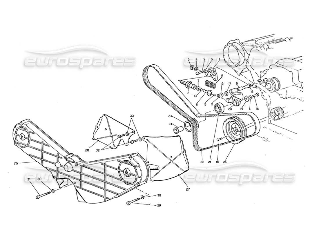 maserati biturbo 2.5 (1984) diagrama de piezas de control de sincronización