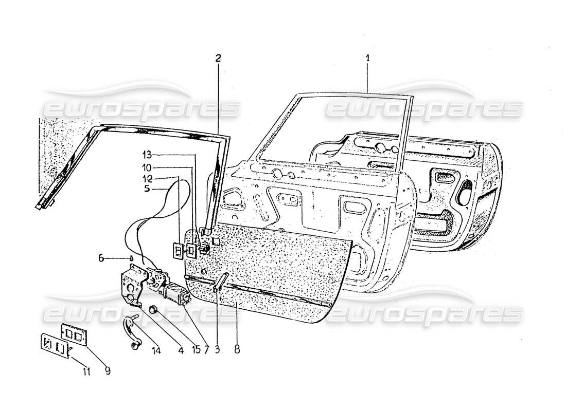 ferrari 330 gt 2+2 (coachwork) puerta - diagrama de piezas del motor eléctrico de vidrio (edición 1)