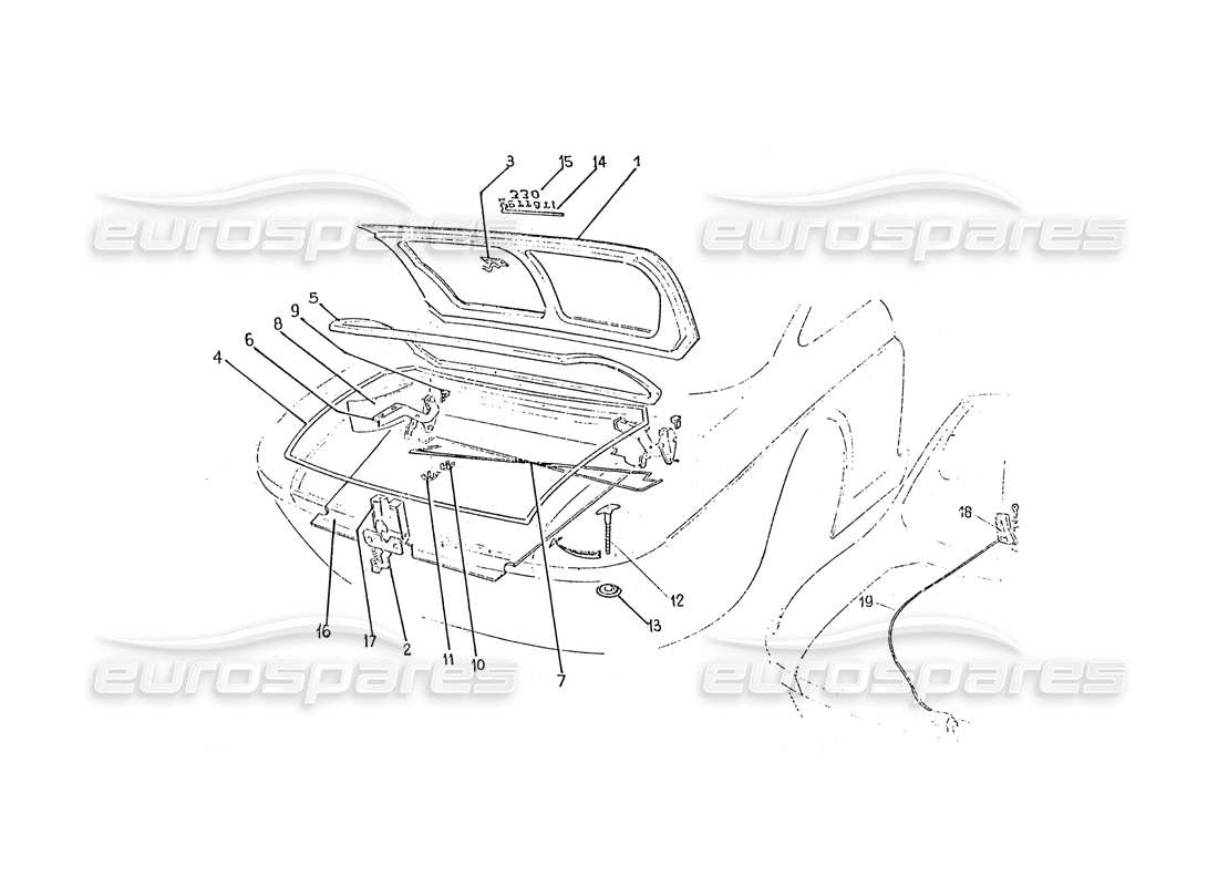 ferrari 330 gtc / 365 gtc (coachwork) bota diagrama de piezas