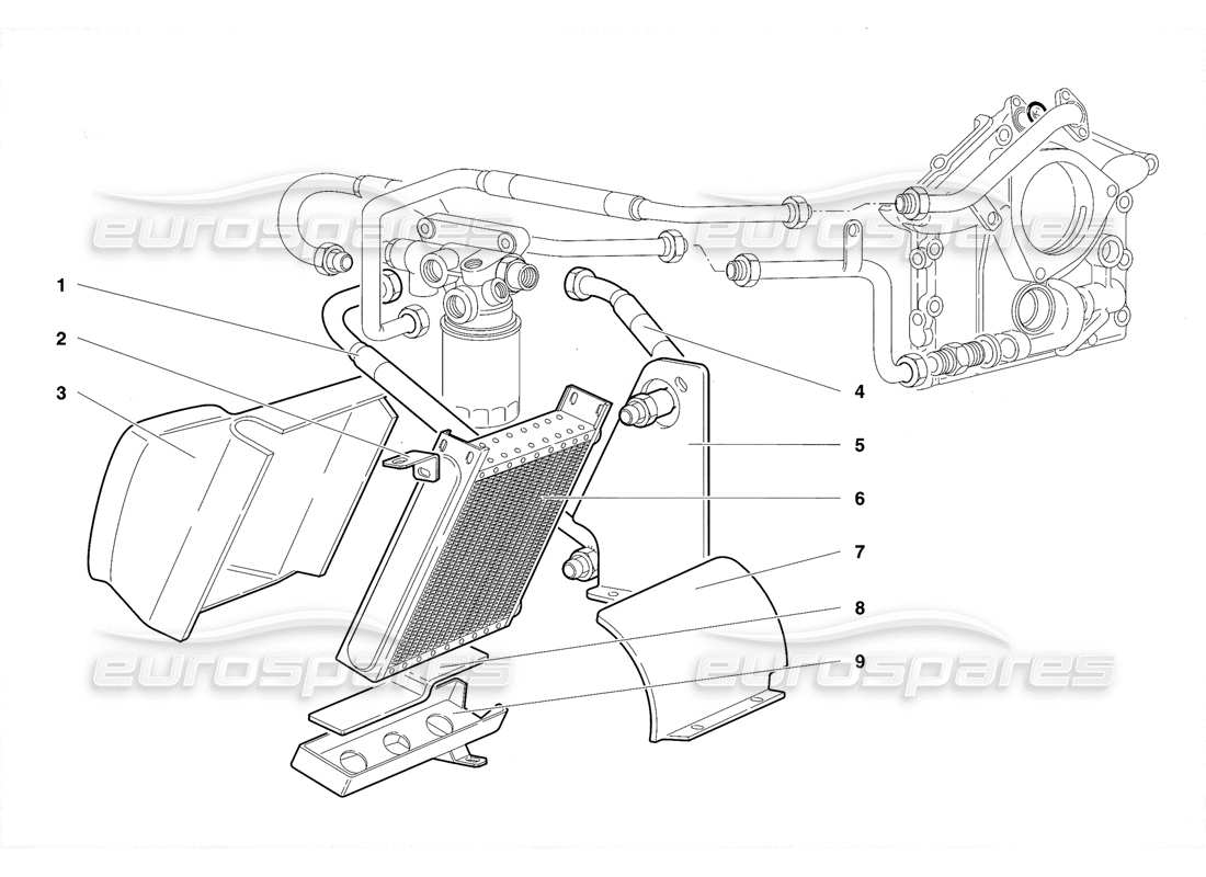 lamborghini diablo vt (1994) diagrama de piezas del sistema de aceite del motor (válido para la versión de ee. uu., abril 1994)