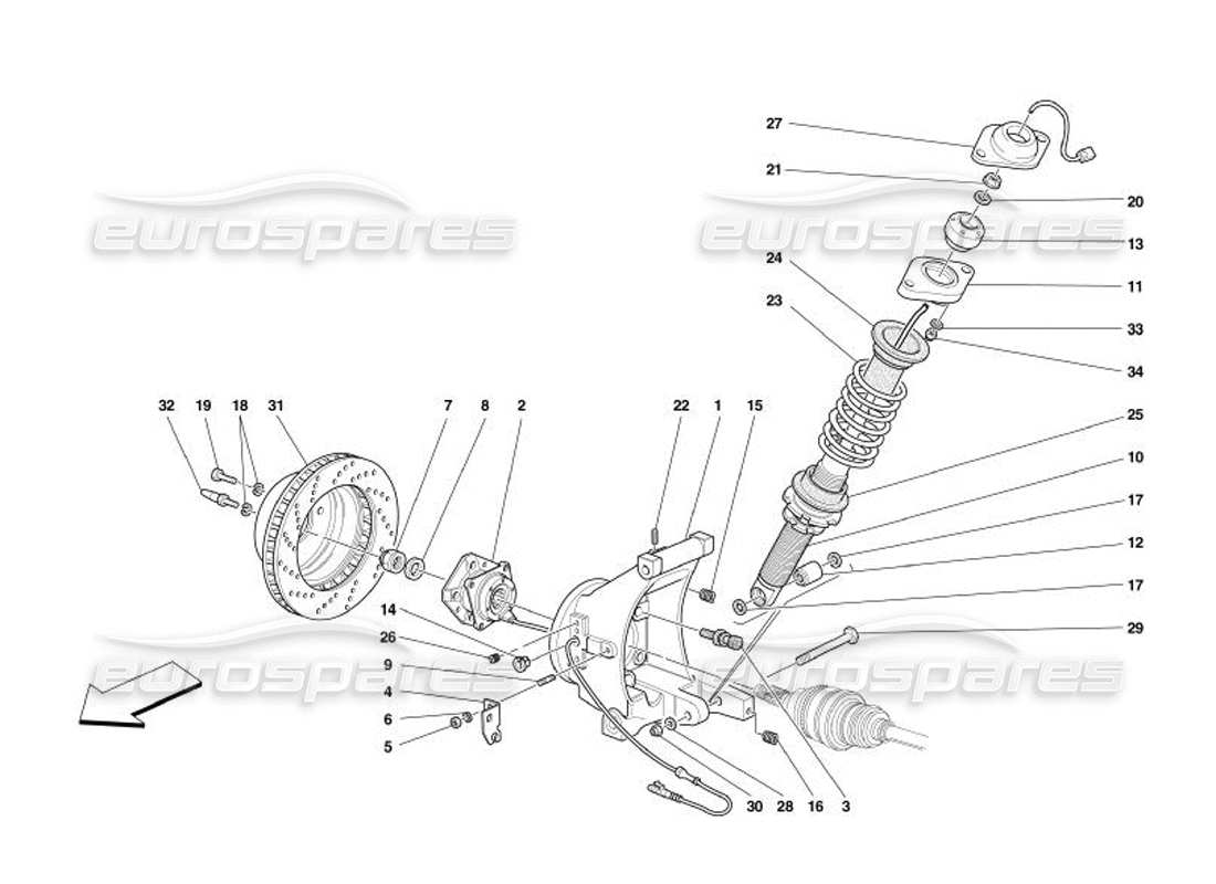 ferrari 575 superamerica suspensión trasera - amortiguador y disco de freno diagrama de piezas