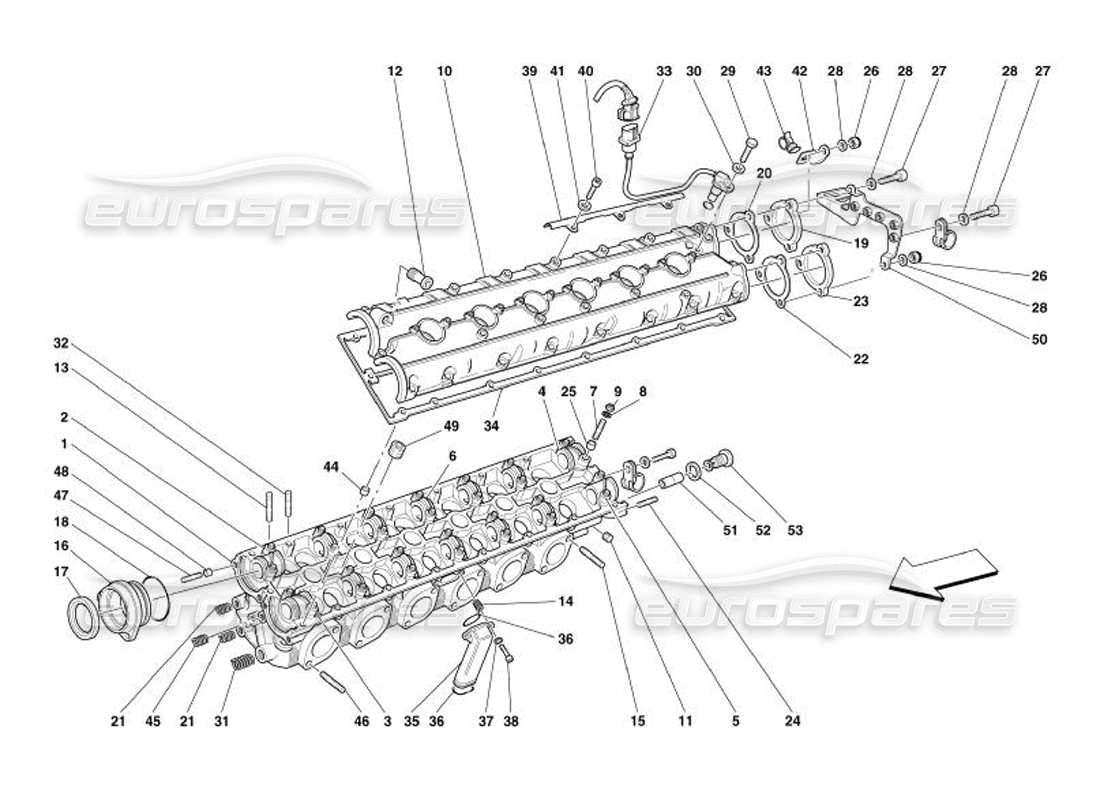 ferrari 575 superamerica diagrama de piezas de la culata del cilindro izquierdo