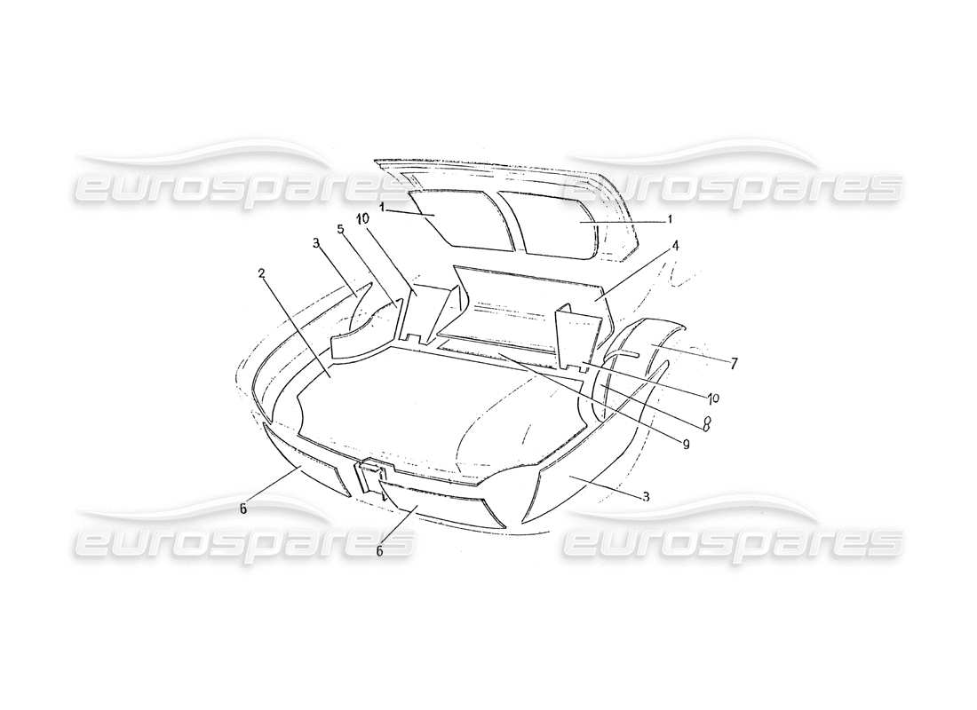 ferrari 330 gtc / 365 gtc (coachwork) esquema de piezas de las alfombras interiores del maletero