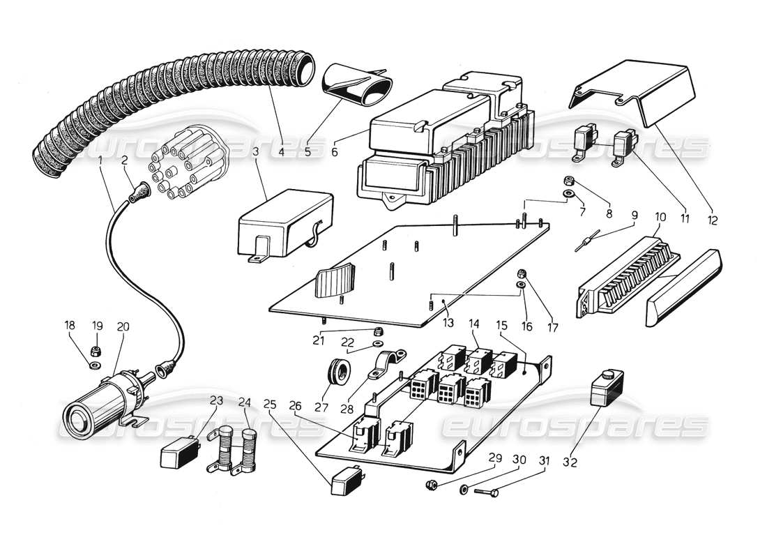 lamborghini countach 5000 qv (1985) diagrama de piezas del sistema eléctrico