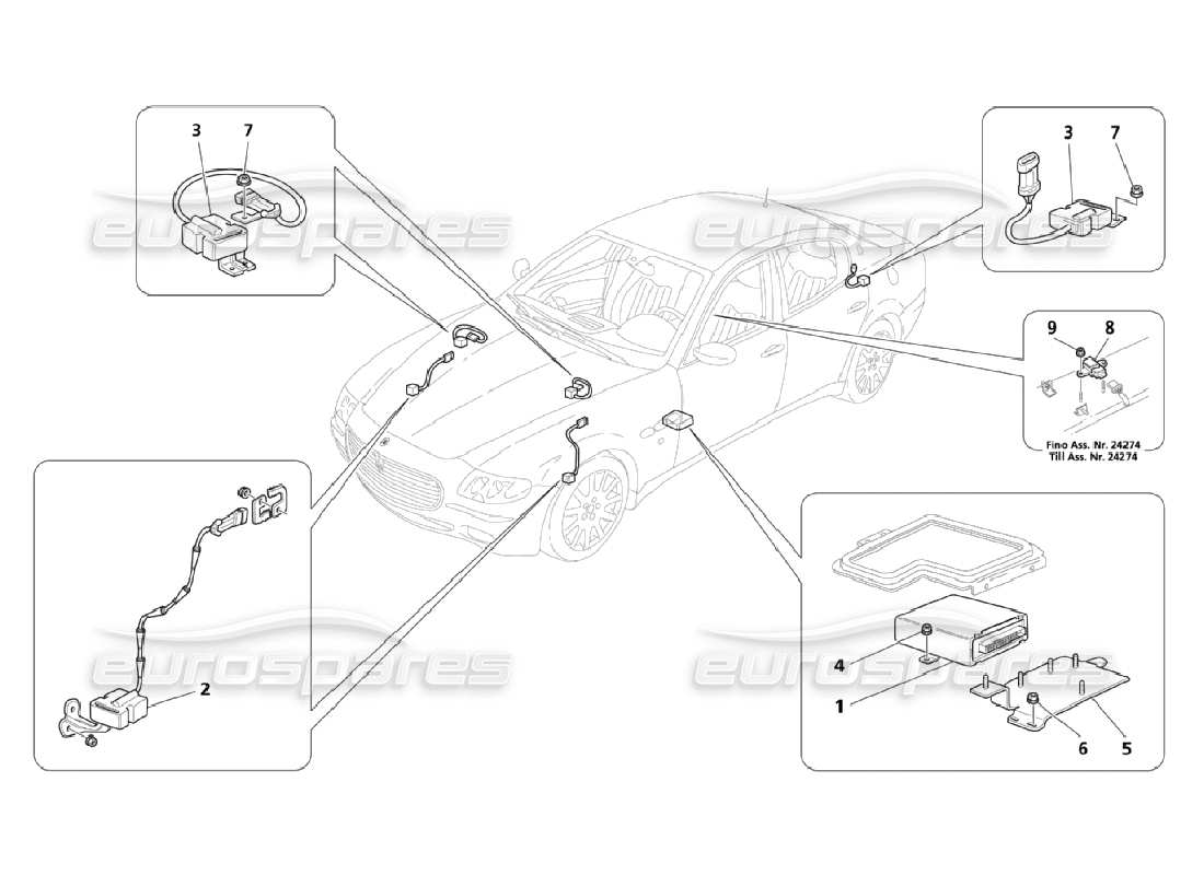 maserati qtp. (2006) 4.2 controles electrónicos (suspensiones) diagrama de piezas