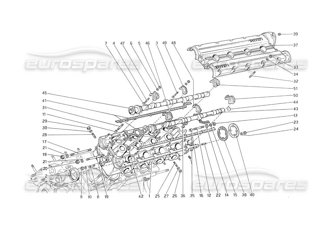 ferrari 208 gt4 dino (1975) culata (izquierda) diagrama de piezas