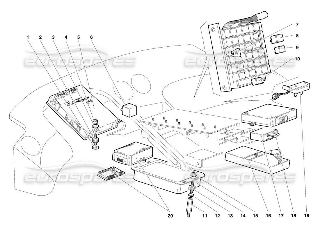 lamborghini diablo vt (1994) diagrama de piezas del sistema eléctrico