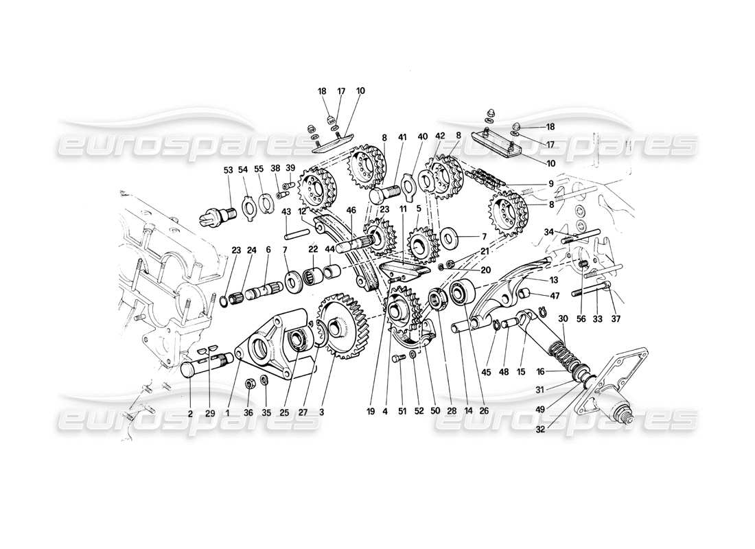 ferrari 412 (mechanical) sistema de sincronización - controles diagrama de piezas