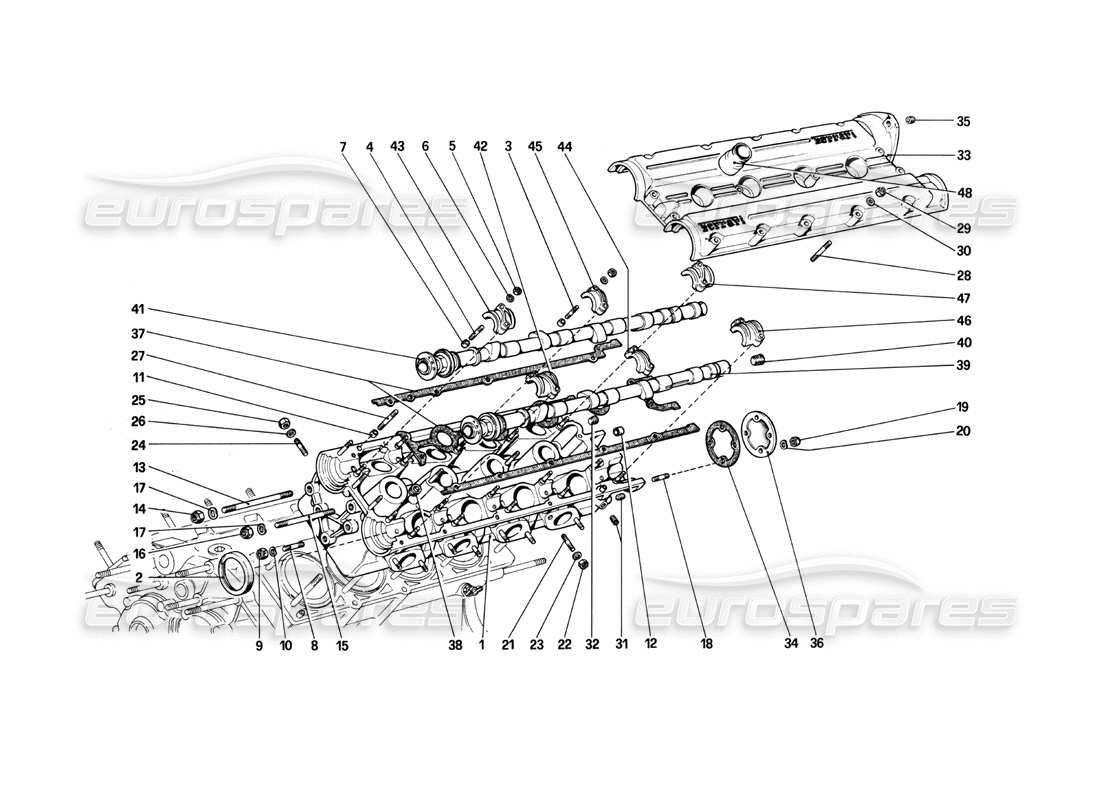 ferrari 208 turbo (1982) culata (izquierda) diagrama de piezas