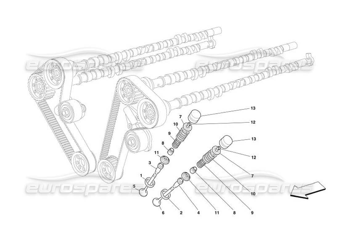 ferrari 575 superamerica distribución - válvulas diagrama de piezas