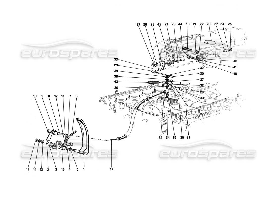 ferrari 512 bbi diagrama de piezas de control de aceleradores