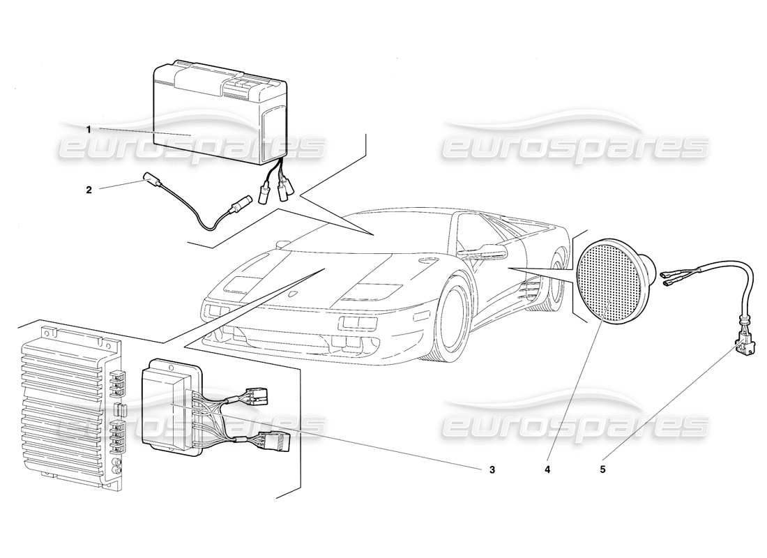 lamborghini diablo vt (1994) diagrama de piezas del aparato de radio (válido para la versión de ee. uu., 1994 de abril)