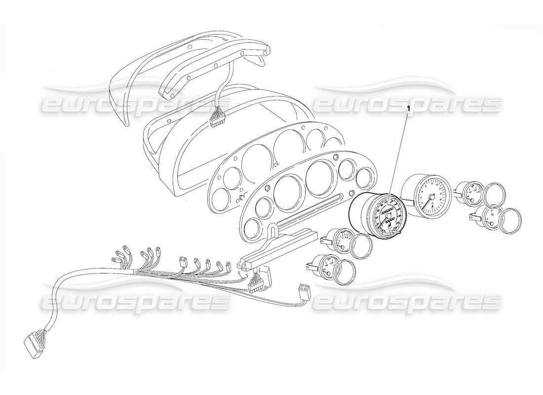 lamborghini diablo vt (1994) diagrama de piezas de instrumentos del panel (válido para la versión de ee. uu.: 1994 de abril)