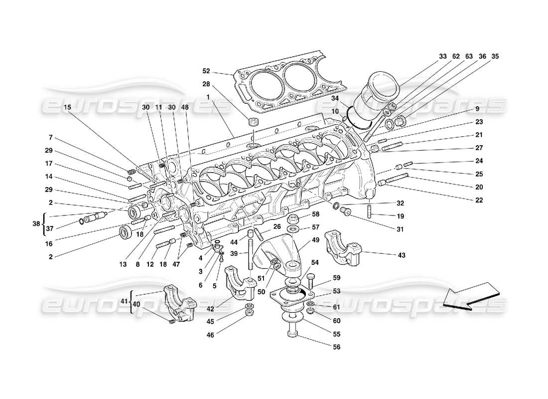 ferrari 456 gt/gta crankcase diagrama de piezas