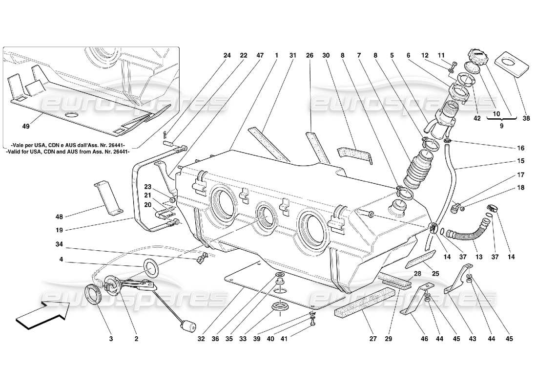 ferrari 456 gt/gta diagrama de piezas del tanque de combustible