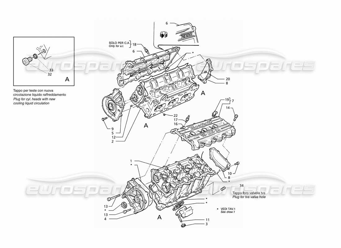 maserati ghibli 2.8 gt (variante) culatas de cilindros diagrama de piezas