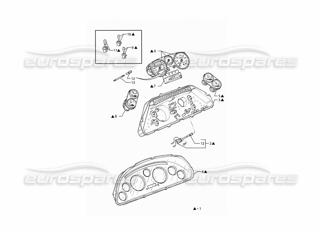 maserati ghibli 2.8 gt (variante) diagrama de piezas de instrumentación borletti